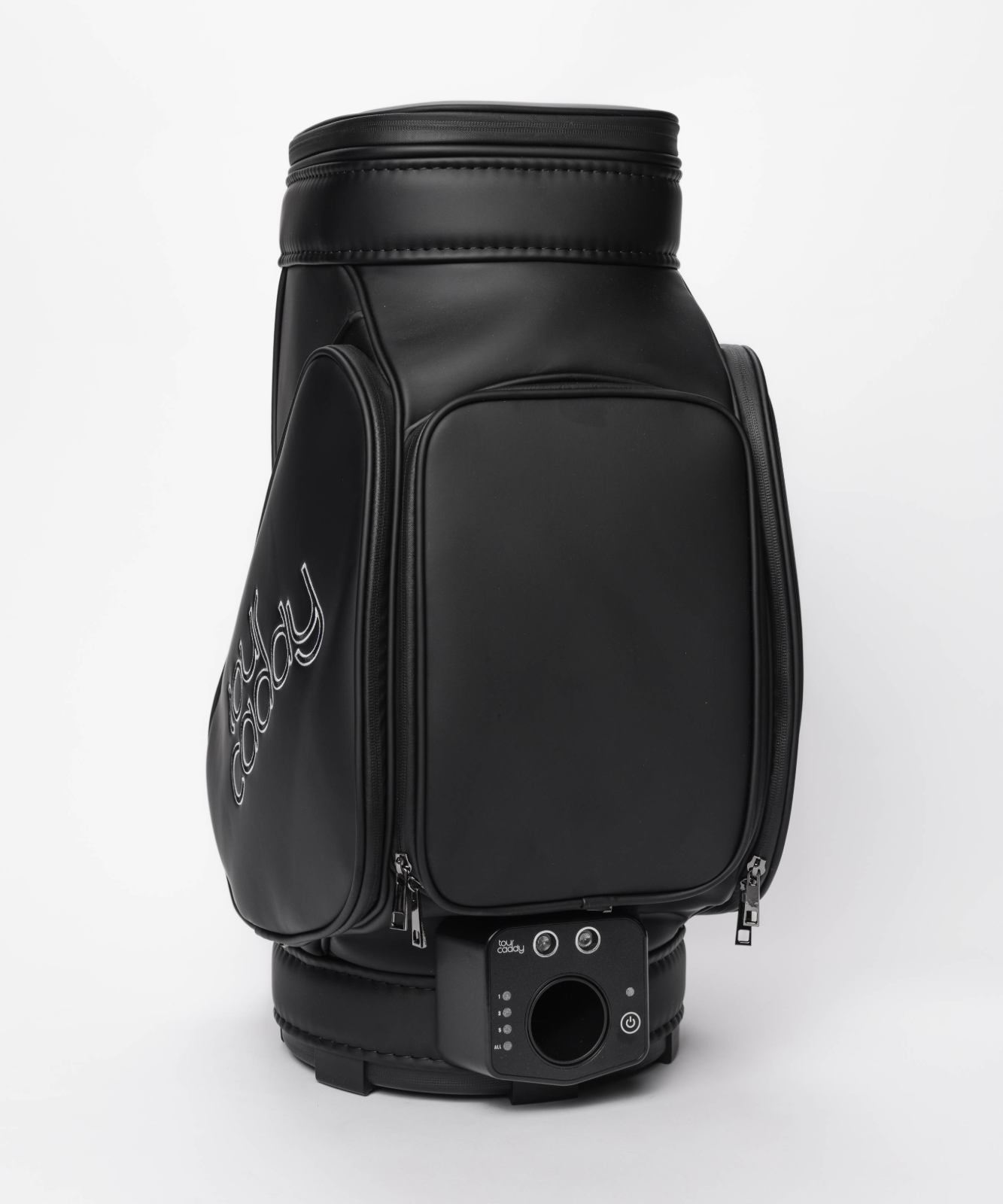 Tour Caddy Black golf bag, rear view showing the carry strap #color_black